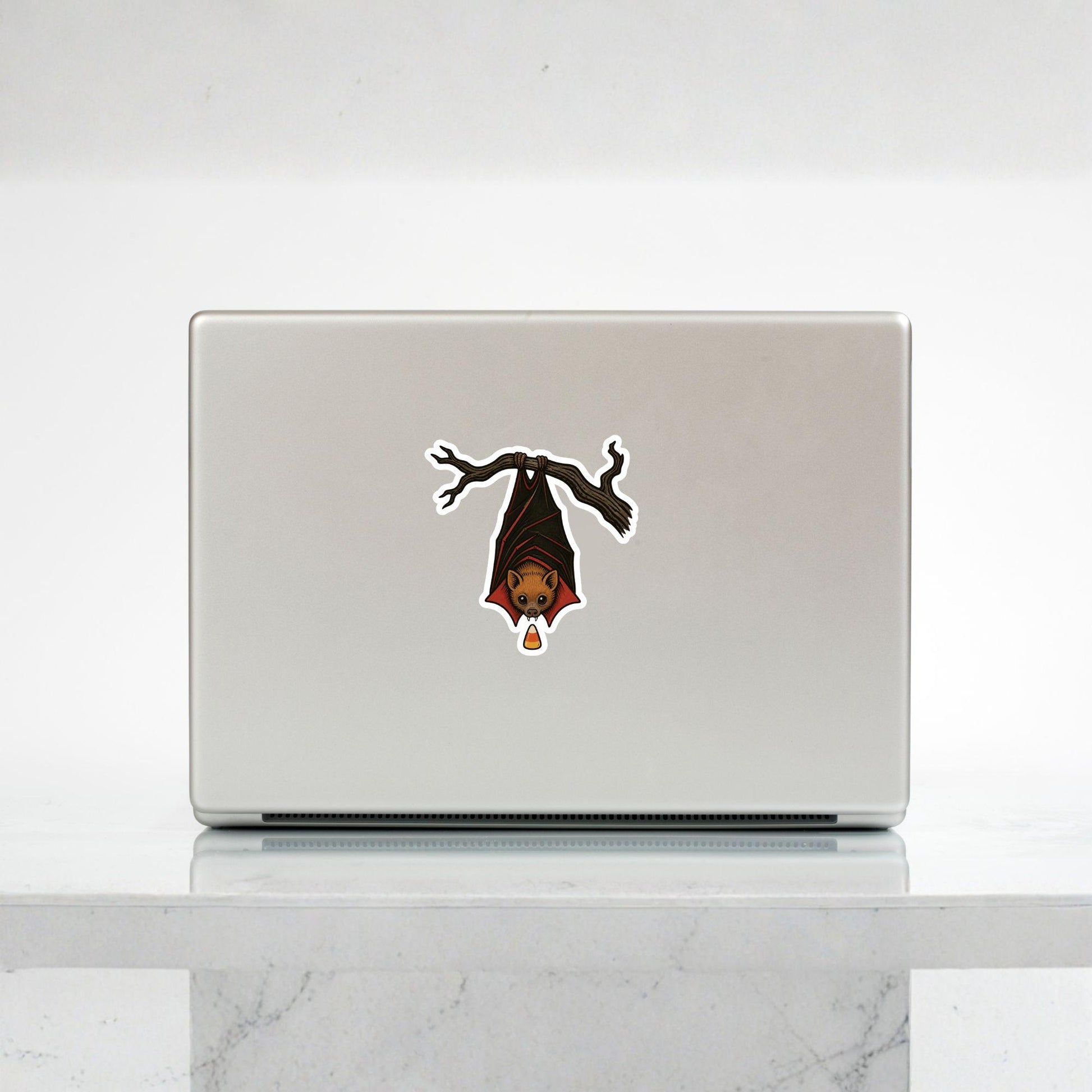 Count Bat-ula Vampire Fruit Bat | Halloween Vintage | White Vinyl | Die-Cut Sticker