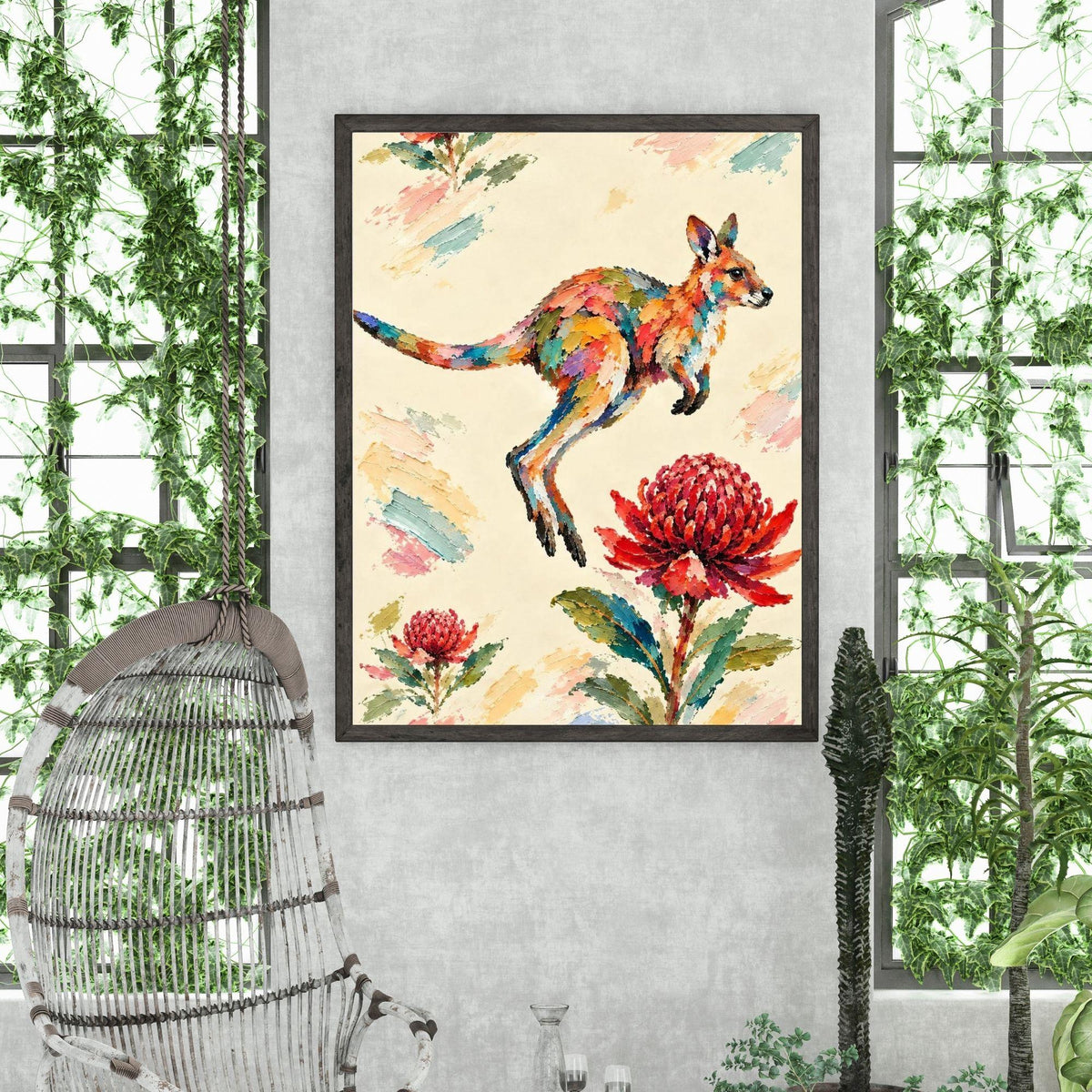 Wallaby Painted Australian Animal Fine Art Poster