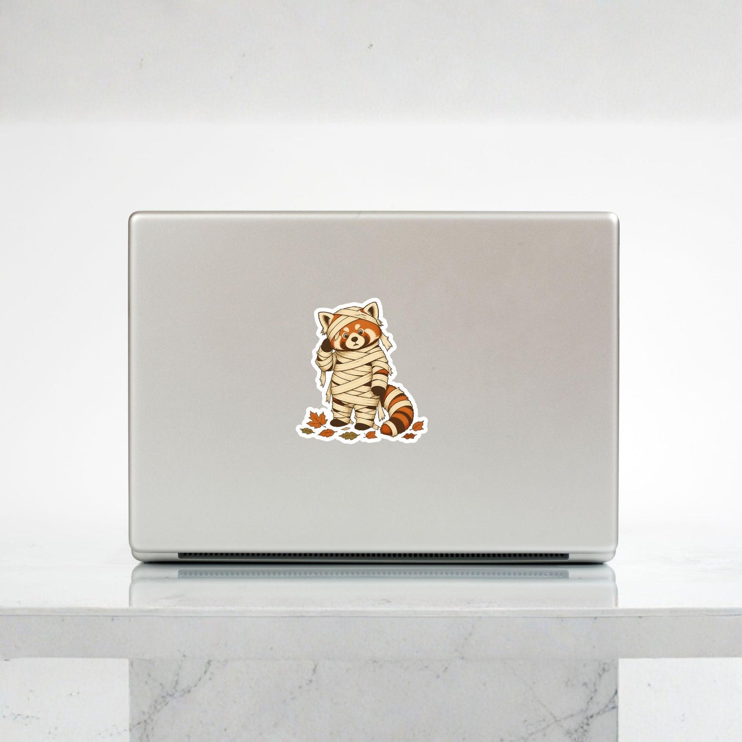 Mummy Panda Wrapped in Bandages | Halloween Vintage | White Vinyl | Die-Cut Sticker