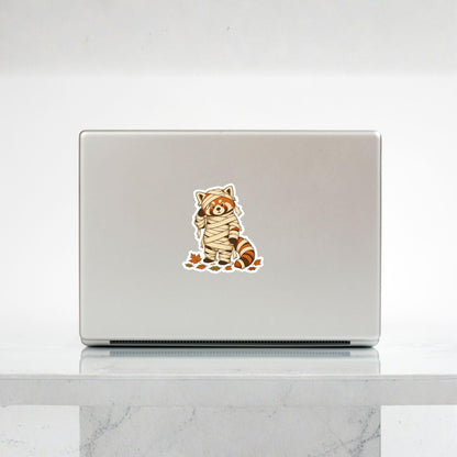 Mummy Panda Wrapped in Bandages | Halloween Vintage | White Vinyl | Die-Cut Sticker