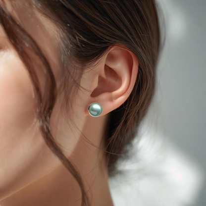 Glossy Shiny Dome Resin Silver Stud Earrings - Multiple Colours