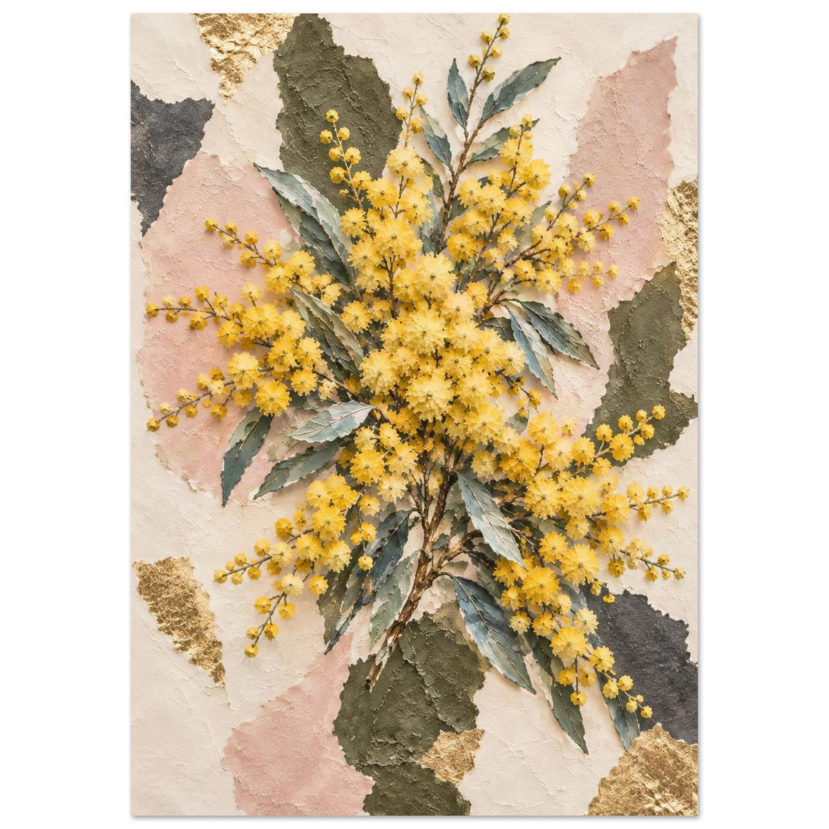 Golden Wattle Australian Native Flower Fine Art Poster A2 (42 x 59.4 cm)