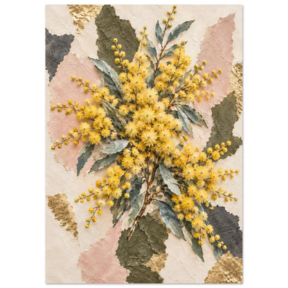 Golden Wattle Australian Native Flower Fine Art Poster A2 (42 x 59.4 cm)