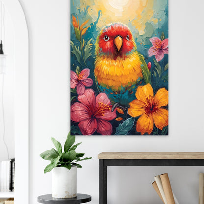 Tropical Parrot Paradise Fine Art Poster - Vivid Abstract Bird & Floral Wall Decor