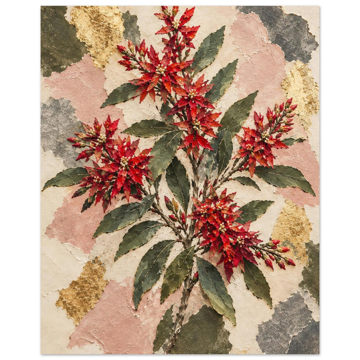 NSW Christmas Bush Australian Native Flower Fine Art Poster 20x25 cm 8x10″