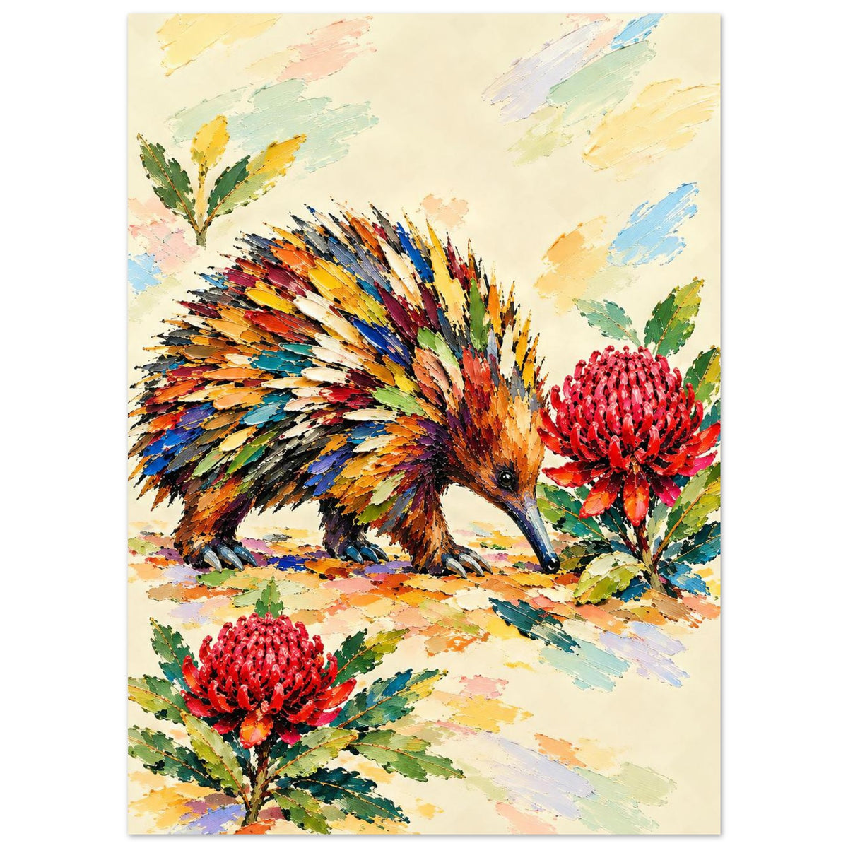 Echidna Painted Australian Animal Fine Art Poster 13x18 cm 5x7″