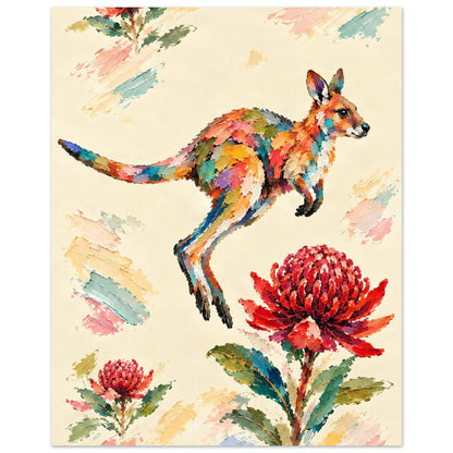 Wallaby Painted Australian Animal Fine Art Poster 40x50 cm 16x20″