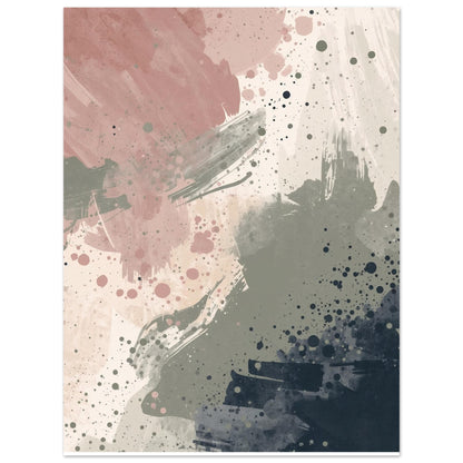 Abstract Serenity Splash Fine Art Poster - Modern Blush & Grey Wall Art for Contemporary Spaces 75x100 cm 30x40″