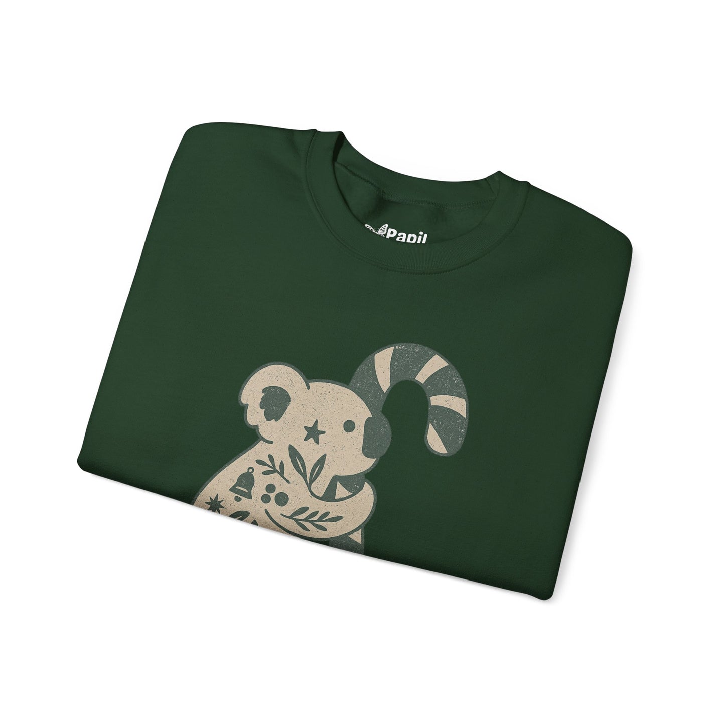 Floral Koala with Candy Cane Christmas Sweater | Botanical Animal Woodland Sweatshirt