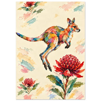 Wallaby Painted Australian Animal Fine Art Poster A2 (42 x 59.4 cm)