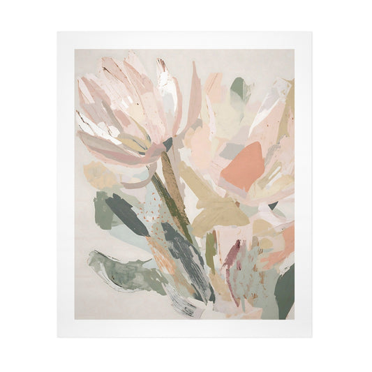 Abstract Floral Canvas Wall Art Print | Modern Minimalist Botanical Painting 12" x 16" (30 x 40cm)