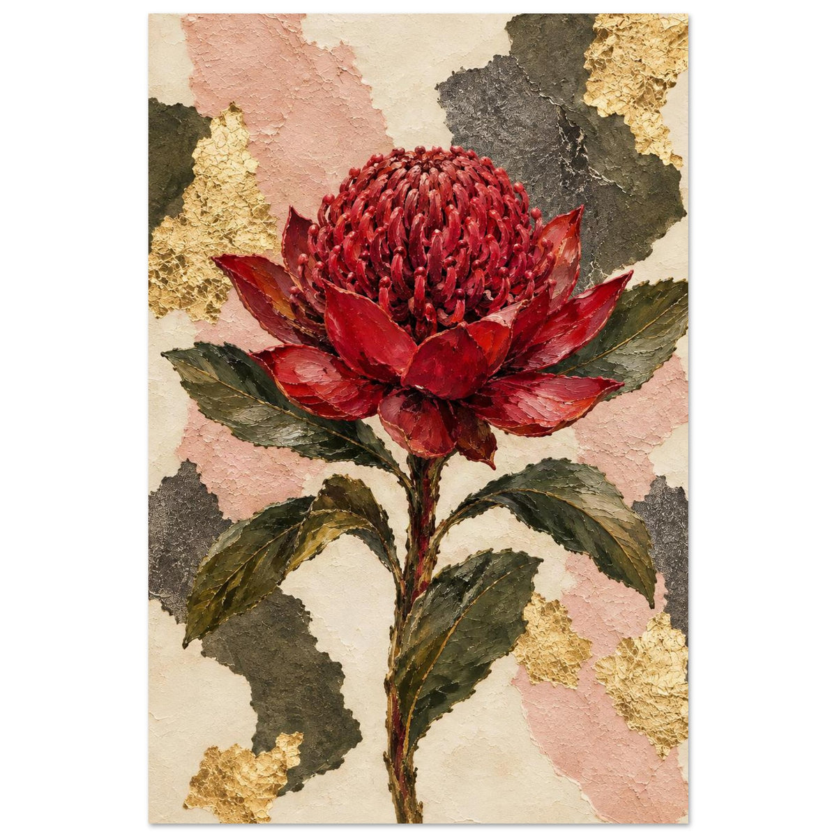 Waratah Australian Native Flower Fine Art Poster 30x45 cm 12x18″