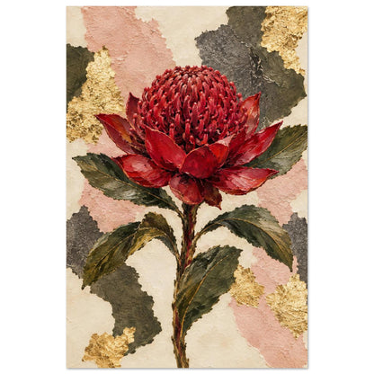 Waratah Australian Native Flower Fine Art Poster 30x45 cm 12x18″