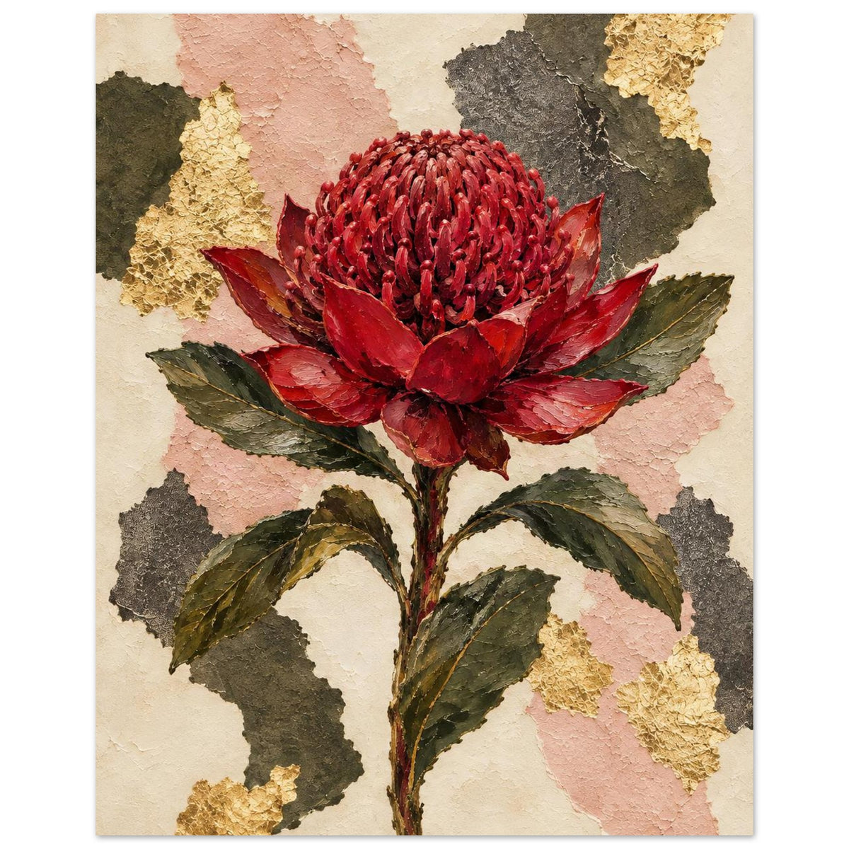 Waratah Australian Native Flower Fine Art Poster 40x50 cm 16x20″