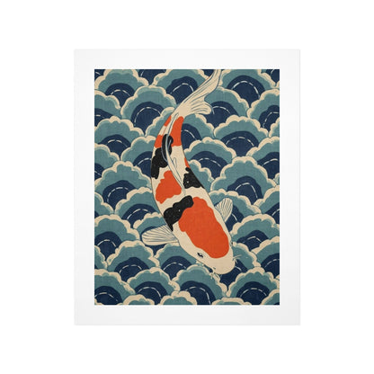 Koi Harmony – Japanese Ukiyo-e Inspired Canvas Wall Art Print 11"x14" (28 x 35cm)