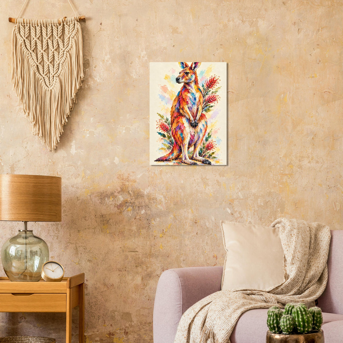Kangaroo Painted Australian Animal Fine Art Poster