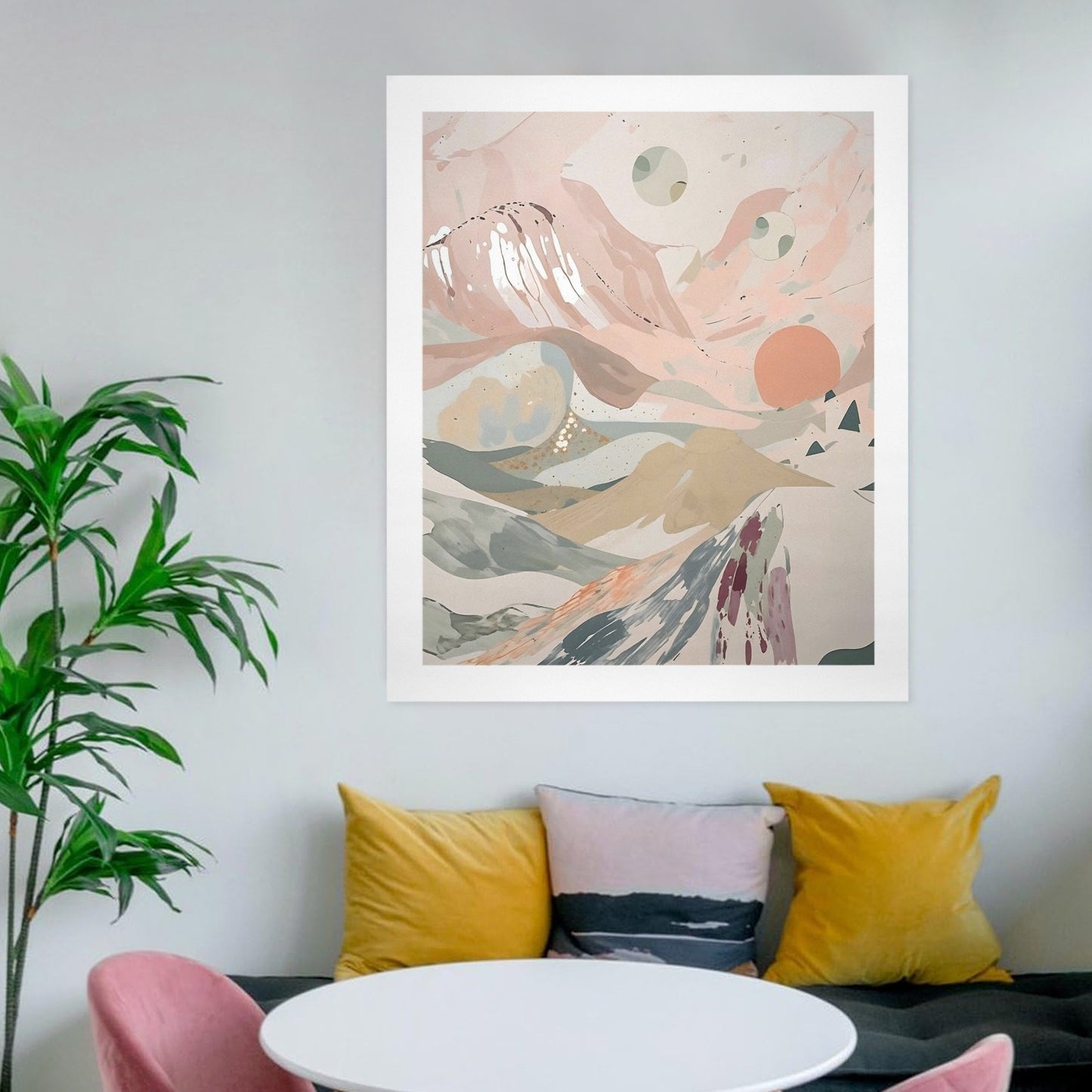 Celestial Dusk – Abstract Pastel Landscape Canvas Wall Art Print