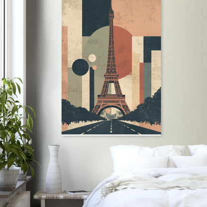 Eiffel Tower Geometric Abstract Fine Art Poster - Mid-Century Modern Parisian Vibe