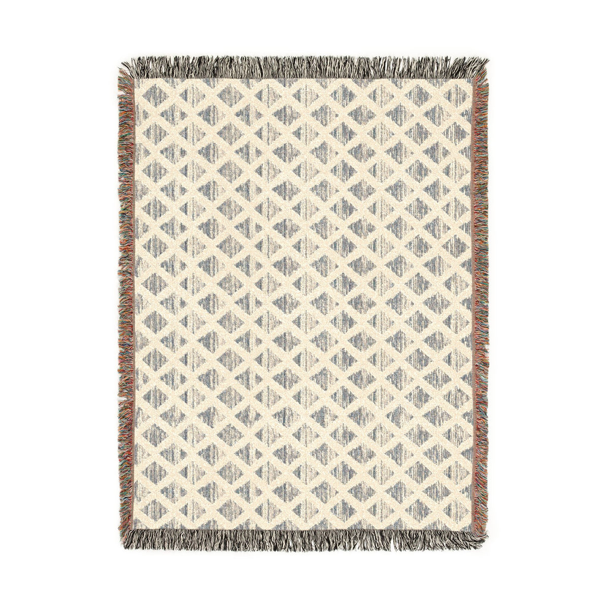 Navy & Ivory Diamond Pattern Woven Blanket