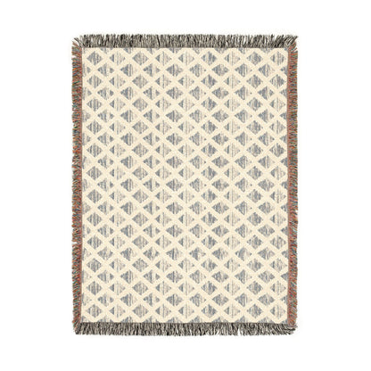 Navy & Ivory Diamond Pattern Woven Blanket