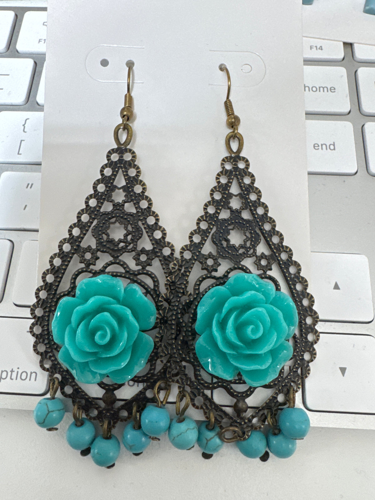Floral Laser Cut Dangle Chandelier Earrings