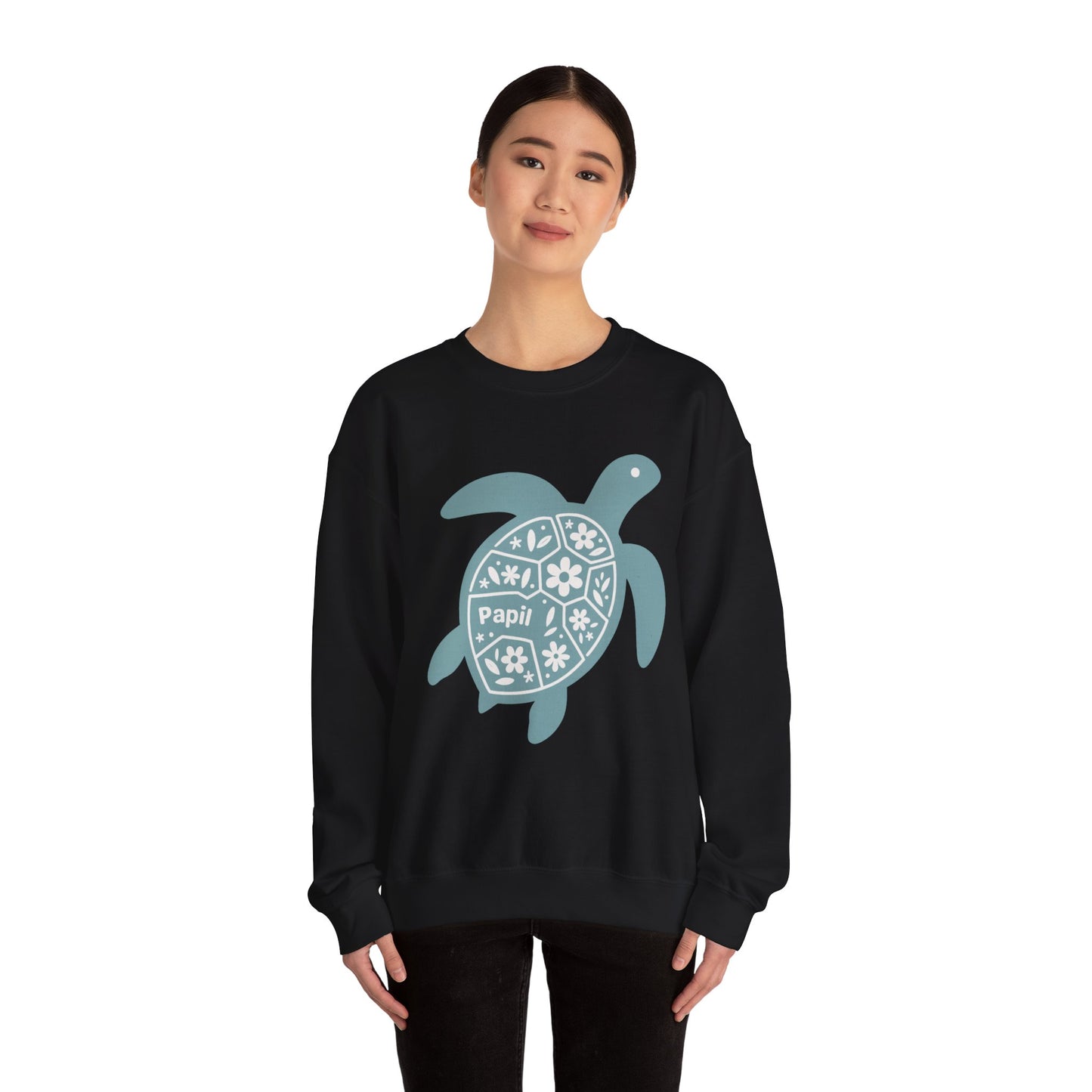 Turtle Graphic Sweatshirt — Floral Sea Turtle Crewneck