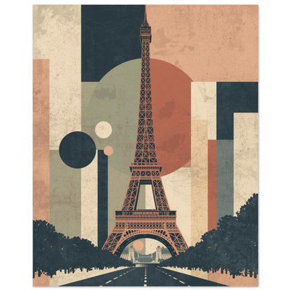 Eiffel Tower Geometric Abstract Fine Art Poster - Mid-Century Modern Parisian Vibe 20x25 cm 8x10″