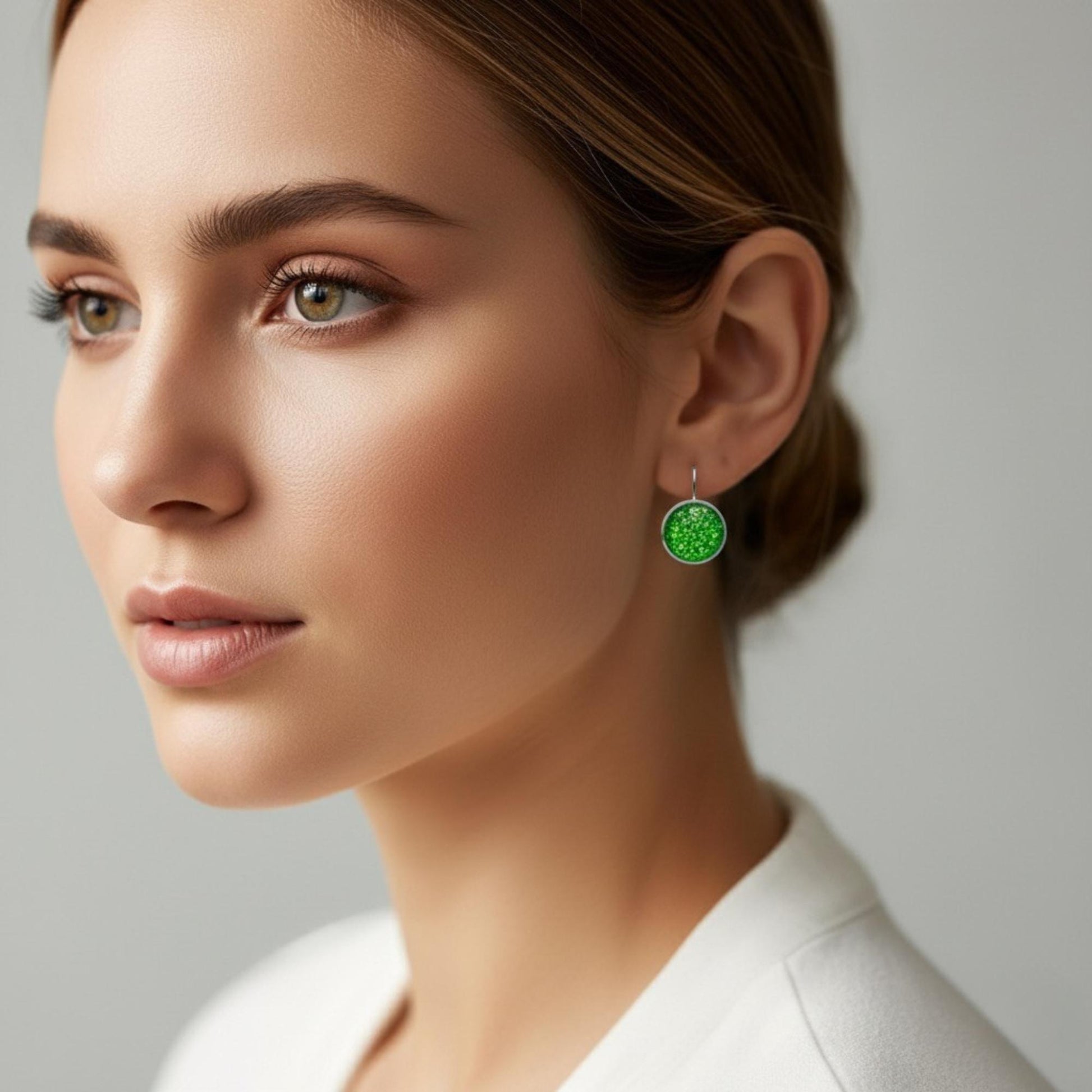 Glitter Resin Drop Earrings Silver Plated | Handmade Statement Jewellery