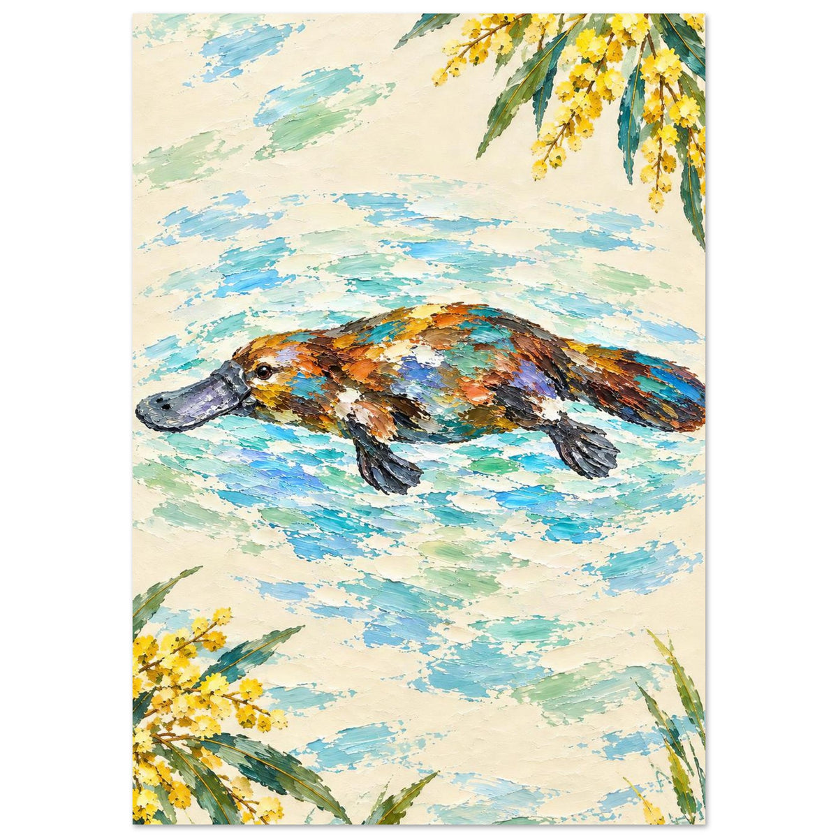 Platypus Painted Australian Animal Fine Art Poster A1 (59.4 x 84.1 cm)