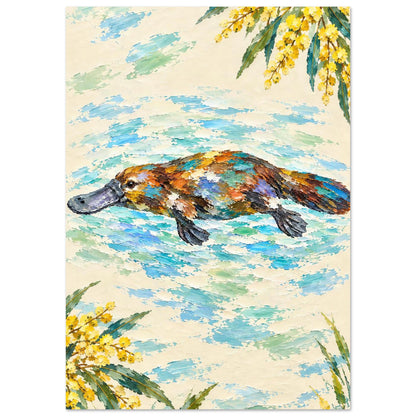 Platypus Painted Australian Animal Fine Art Poster A1 (59.4 x 84.1 cm)