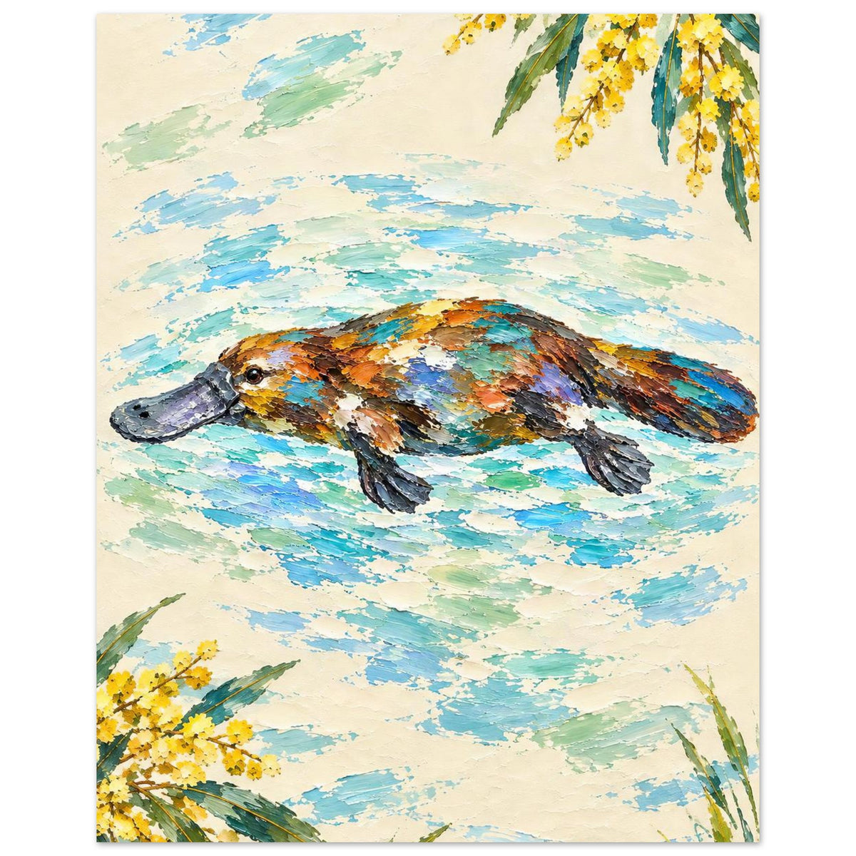 Platypus Painted Australian Animal Fine Art Poster 20x25 cm 8x10″