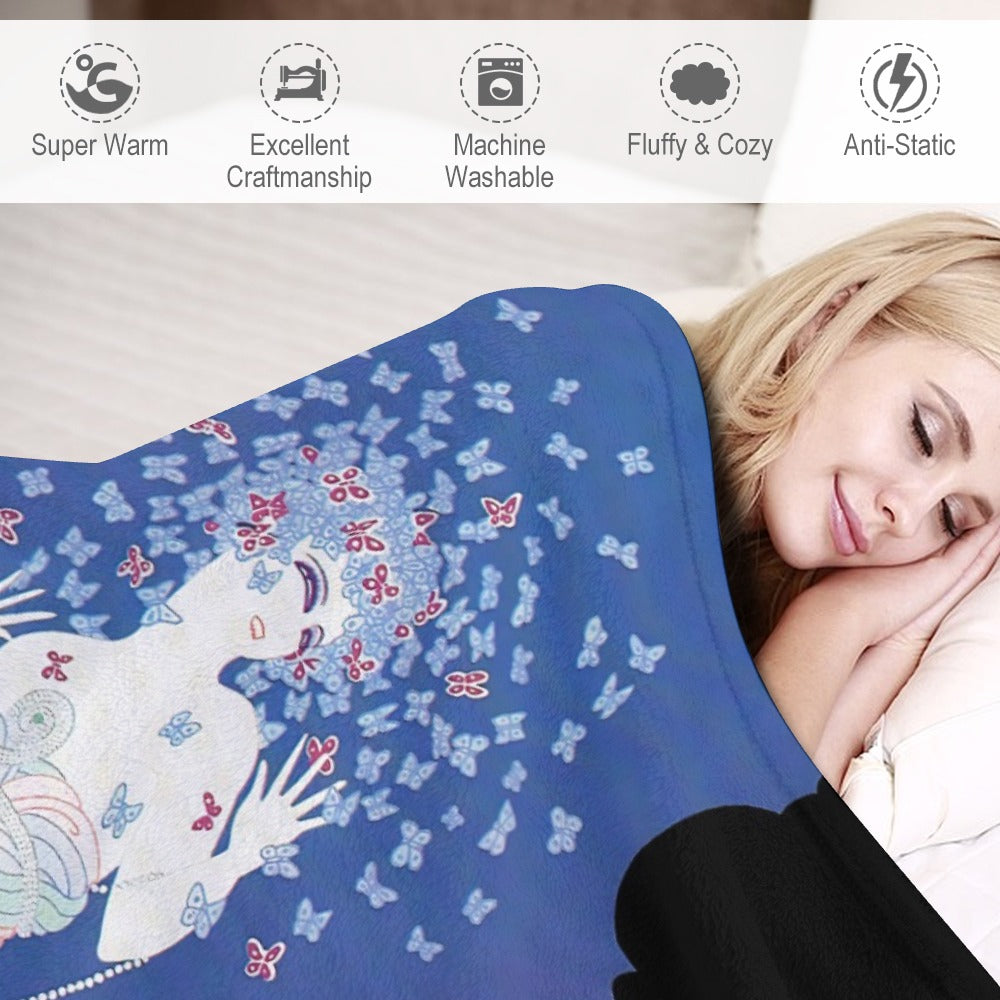 Vintage Glamour Lady Flannel Blanket – “Ms Vogue” Art Print Ultra-Soft Flannel Throw Blanket