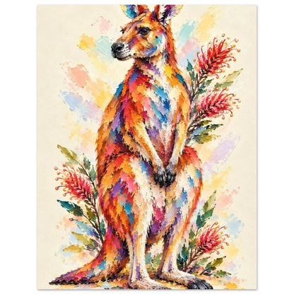 Kangaroo Painted Australian Animal Fine Art Poster 27x35 cm 11x14″
