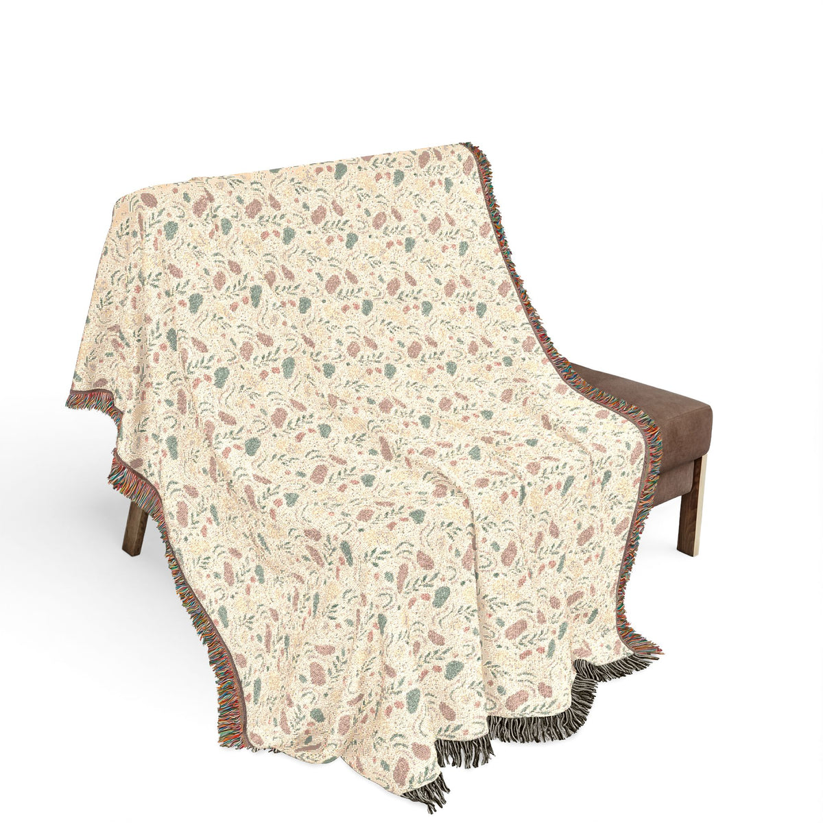 Blush Pink & Sage Green Abstract Woven Blanket
