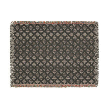 Navy & Ivory Diamond Pattern Woven Blanket