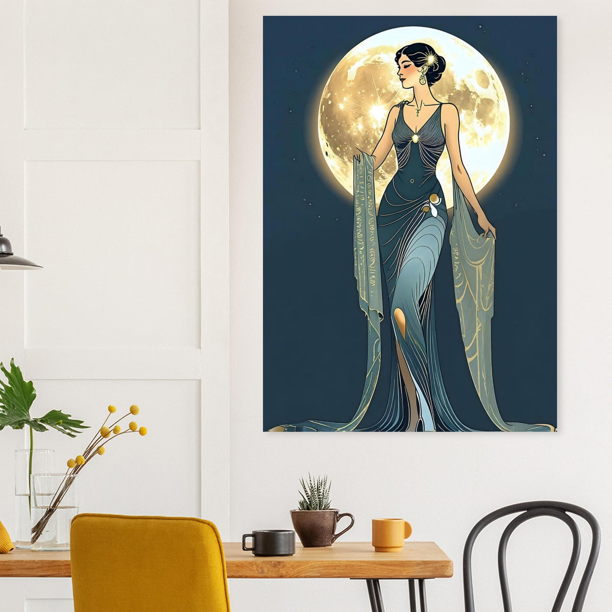 Art Deco Diva Moonlit Fine Art Poster - A Touch of Roaring Twenties Glamour for Your Walls