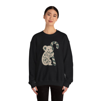 Floral Koala with Candy Cane Christmas Sweater | Botanical Animal Woodland Sweatshirt