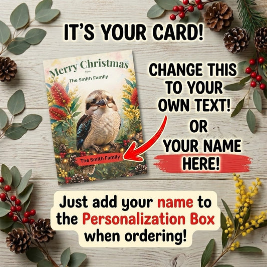 Personalised Kookaburra Christmas Folded Greeting Card | Australian Animals
