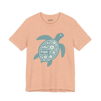 Sea Turtle Graphic Tee — Papil Floral Shell T-Shirt Heather Peach
