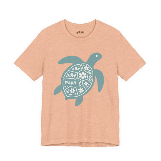 Sea Turtle Graphic Tee — Papil Floral Shell T-Shirt Heather Peach