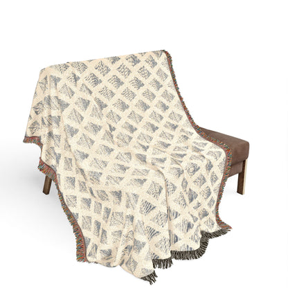 Navy & Ivory Diamond Pattern Woven Blanket