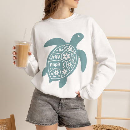 Turtle Graphic Sweatshirt — Floral Sea Turtle Crewneck