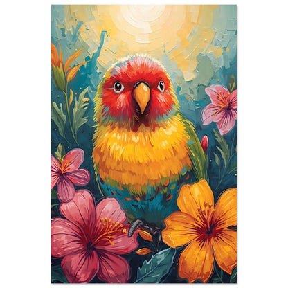 Tropical Parrot Paradise Fine Art Poster - Vivid Abstract Bird & Floral Wall Decor 30x45 cm 12x18″