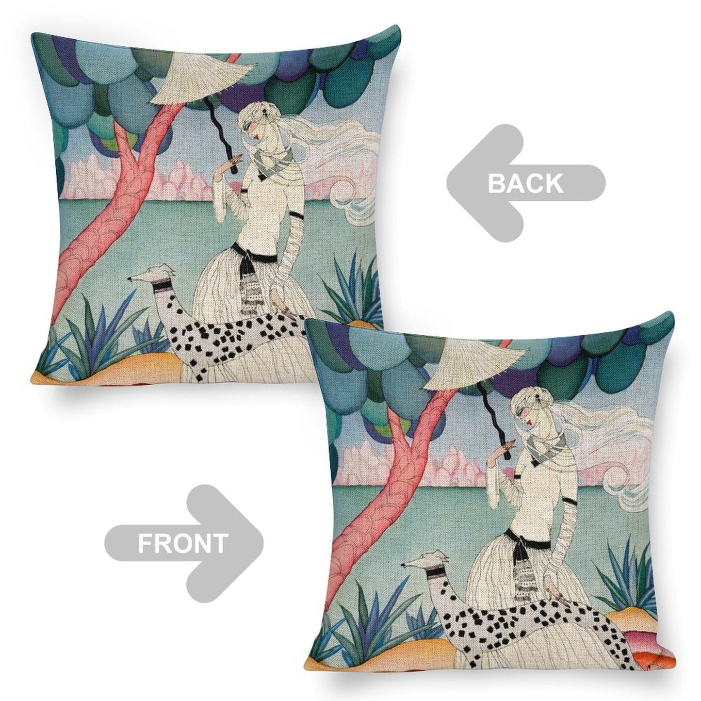 Gentle Companionship Linen Cushion Pillow Cover — Double-Sided Print, 45×45cm