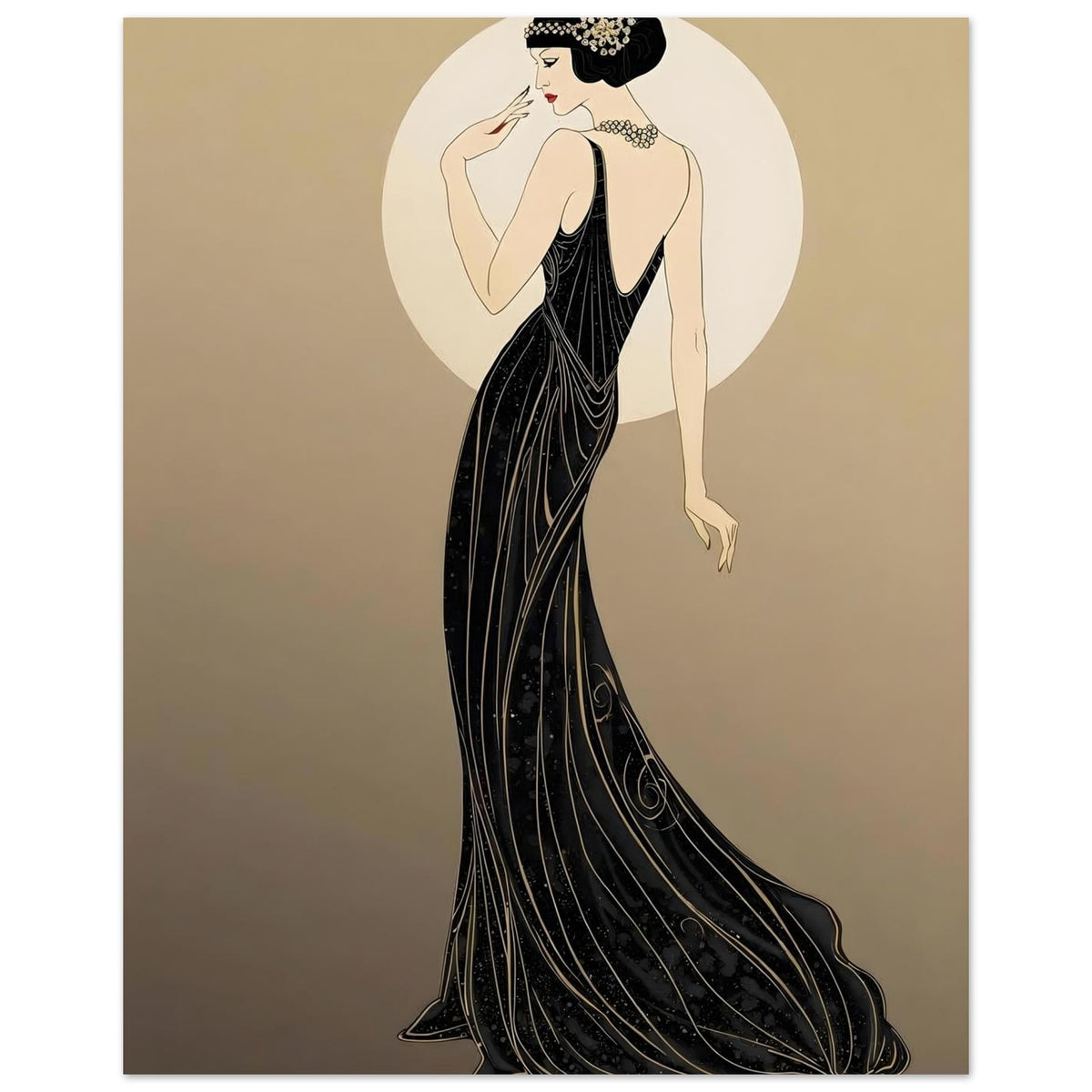 Roaring Twenties Art Deco Diva Fine Art Poster - Glamorous Flapper Style in Various Sizes 40x50 cm 16x20″