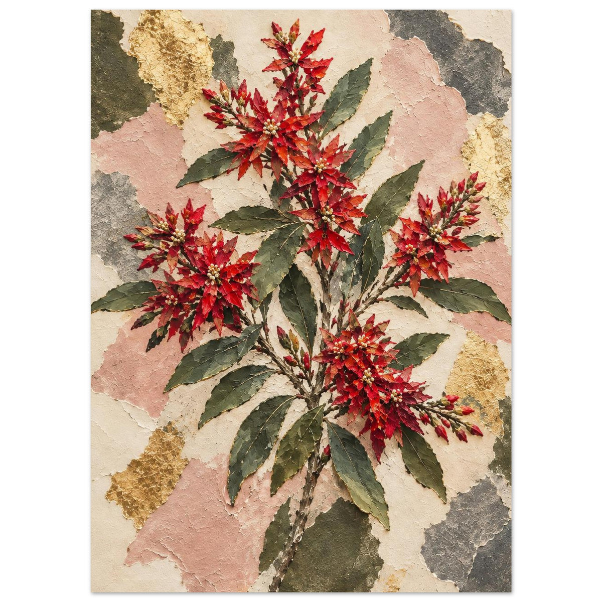 NSW Christmas Bush Australian Native Flower Fine Art Poster 13x18 cm 5x7″