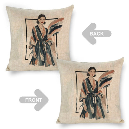 Modern Muse Linen Cushion Pillow Cover — Double-Sided Print, 45×45cm