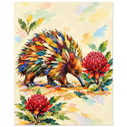 Echidna Painted Australian Animal Fine Art Poster 20x25 cm 8x10″
