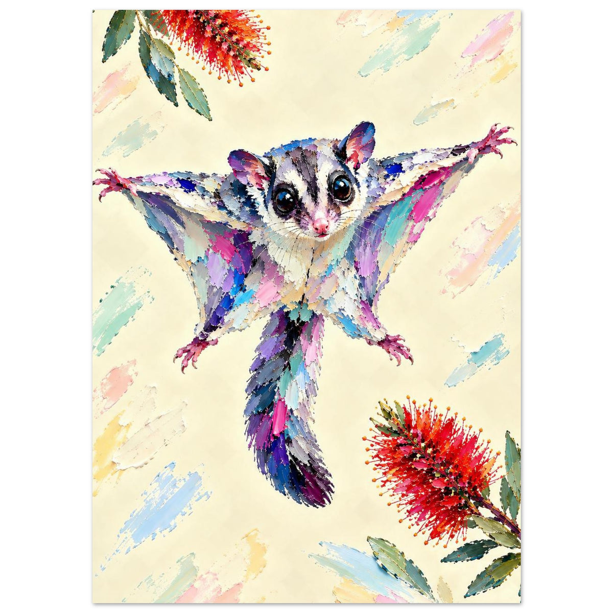 Sugar Glider Painted Australian Animal Fine Art Poster 13x18 cm 5x7″
