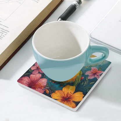 Tropical Lovebird Ceramic Coasters (Set of 4 or 6)